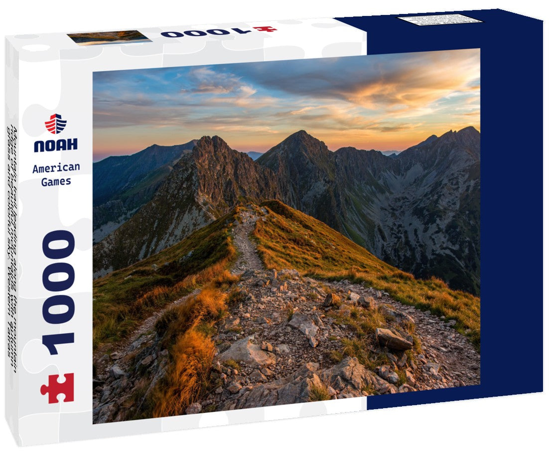 Noah Jigsaw Puzzle Mountain trail leading along the mountain ridge of beautiful mountains with autumn grass and colorful sky. Western Tatras, High Tatras, Slovakia, Poland 1000 pieces