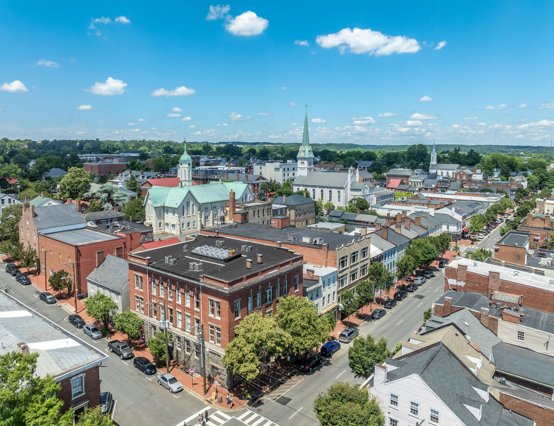 Noah Jigsaw Puzzle Fredericksburg Virginia with Circuit Court building , historic business district, Baptist church, Chatham bridge over Rappahannock River 1000 pieces