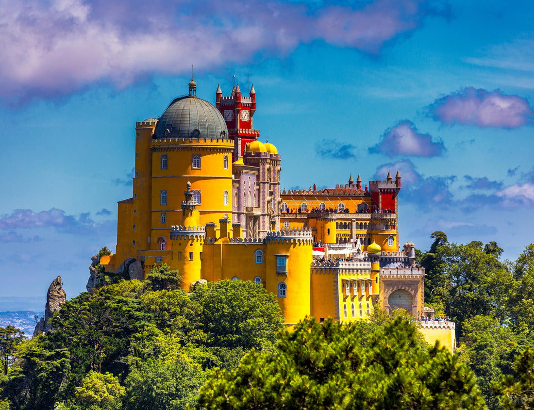 Noah Jigsaw Puzzle Famous historic Pena palace part of cultural site of Sintra against sunset sky in Portugal. Panoramic View Of Pena Palace, Sintra, Portugal. Pena National Palace at sunset, Sintra, Portugal 1000 pieces