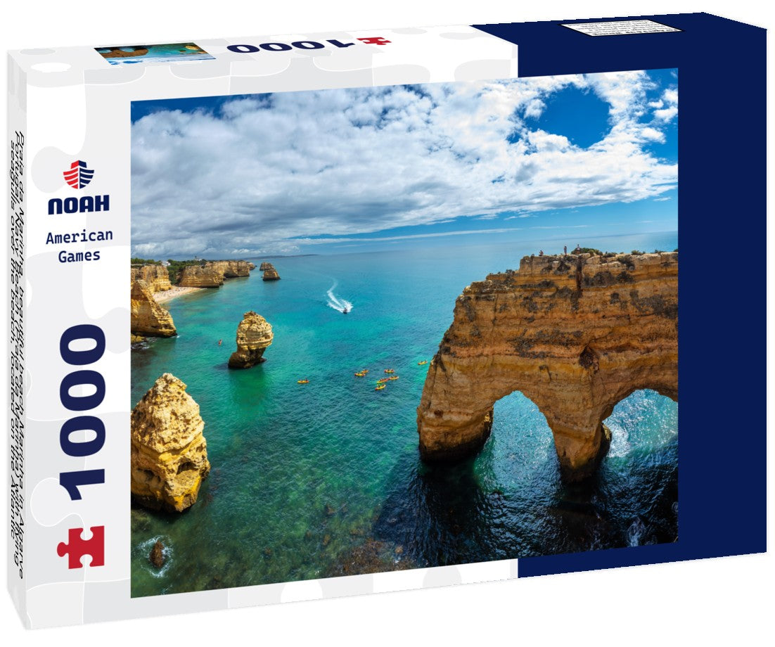 Praia da Marinha, beautiful beach Marinha in Algarve, Portugal. Navy Beach (Praia da Marinha) with flying seagulls over the beach, located on the Atlantic coast in Lagoa Municipality, Algarve 1000pc Puzzle