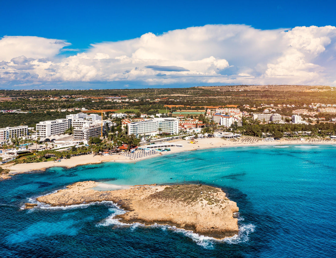 Noah Jigsaw Puzzle Aerial view of beautiful Nissi beach in Ayia Napa, Cyprus. Nissi beach in Ayia Napa famous tourist beach in Cyprus. A view of a azzure water and Nissi beach in Aiya Napa, Cyprus 1000 pieces