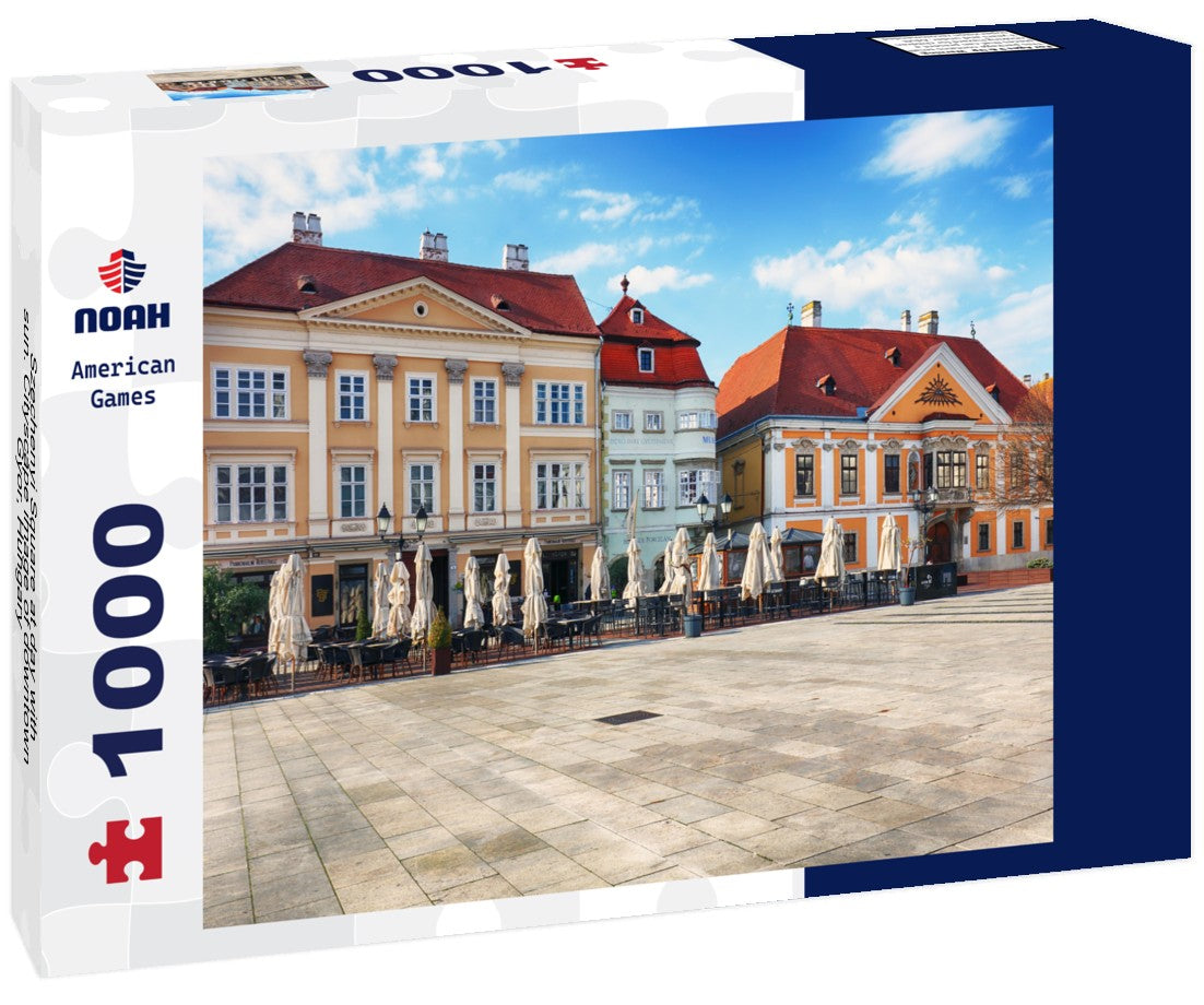 Szechenyi Square at day with sun. Cityscape image of downtown Gyor, Hungary 1000pc Puzzle