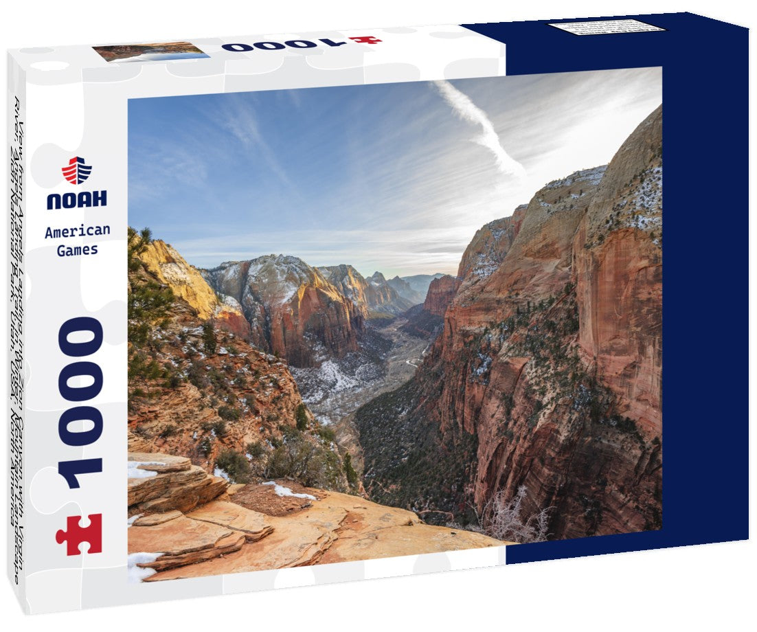 Angels Landing into Zion Canyon with Virgin River, Angels Landing Trail, in Winter, Mountain Landscape, Zion National Park, Utah, USA, North America 1000pc Puzzle