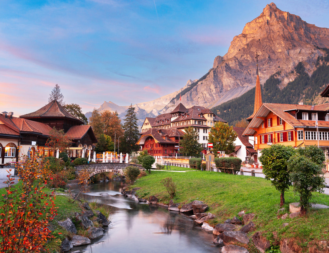 Noah Jigsaw Puzzle Kandersteg, Switzerland old town view at twilight 1000 pieces