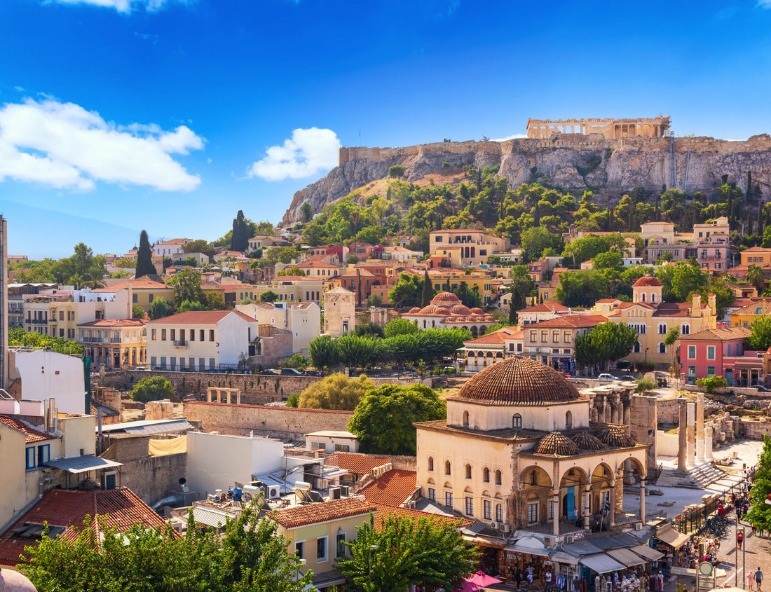 Skyline of Athens with Monastiraki square and Acropolis hill during summer sunny day before sunset. Athens, Greece 1000pc Puzzle