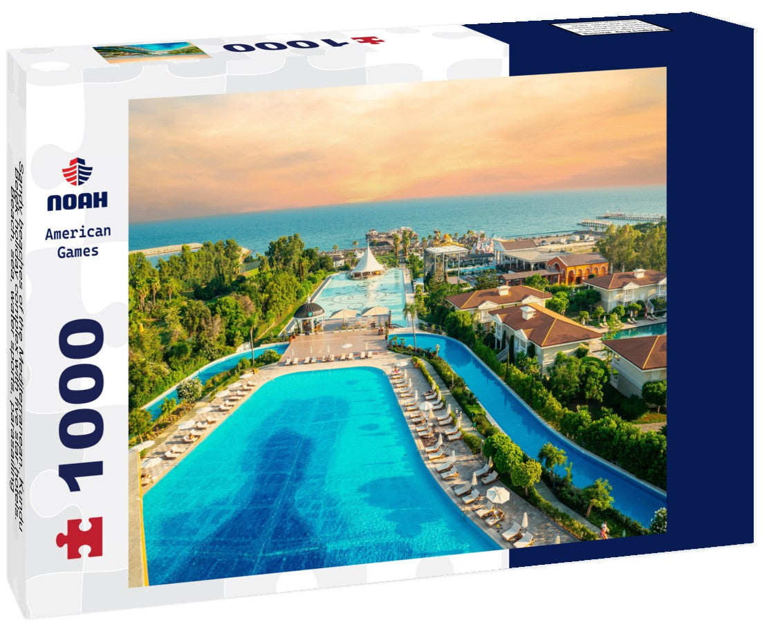 Sandy beaches of the Mediterranean. Kundu - Belek holiday complex with five star hotels. Beach, sea, water sports, parasailing, entertainment and shopping center. Antalya, Turkey 1000pc Puzzle