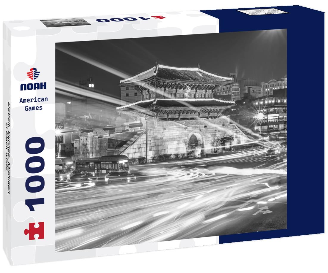 Noah Jigsaw Puzzle Detroit, Sunrise, Michigan in black white 1000 pieces