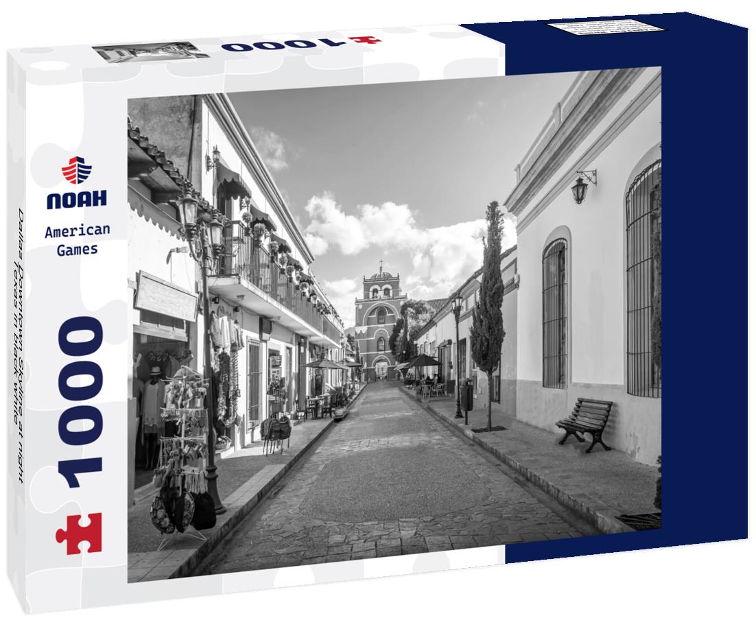 Noah Jigsaw Puzzle Dallas Downtown Skyline at night, Texas in black white 1000 pieces