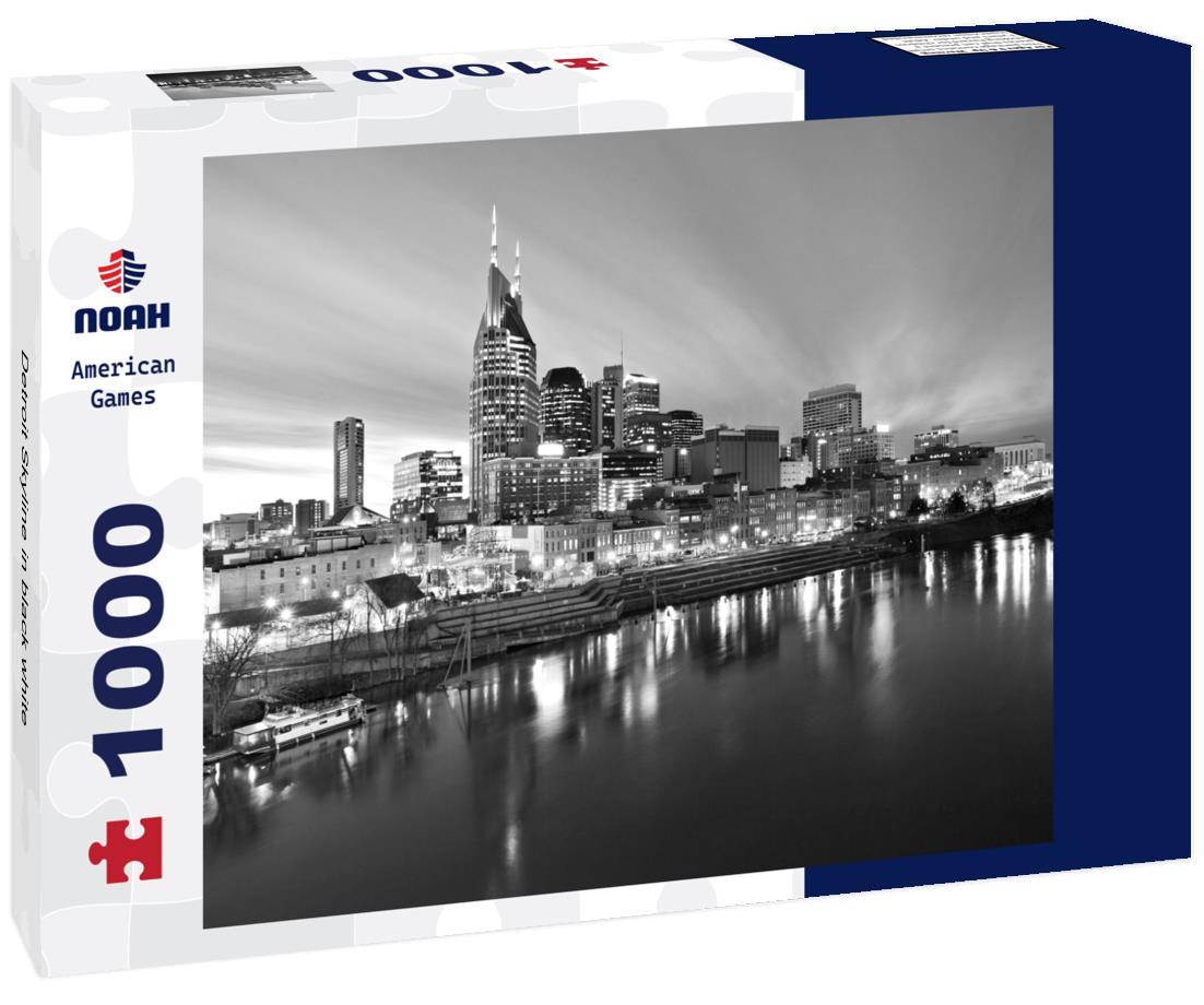 Noah Jigsaw Puzzle Detroit Skyline in black white 1000 pieces
