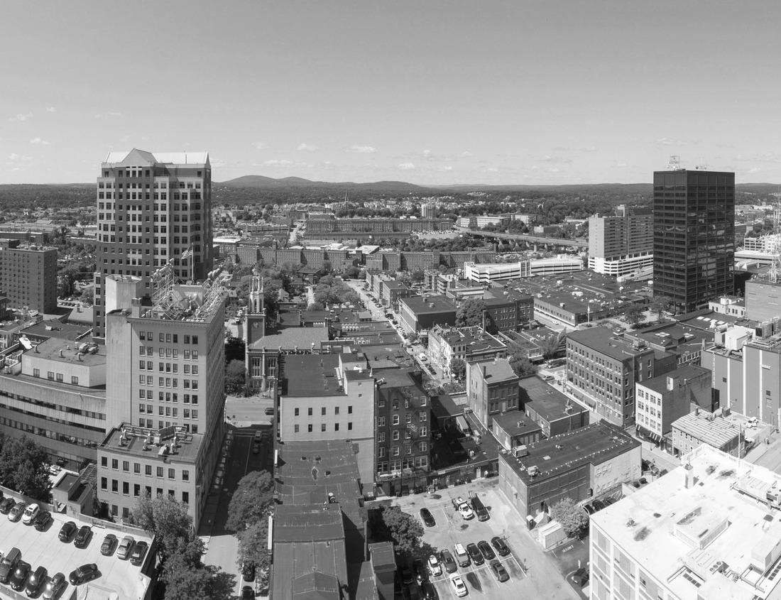 Noah Jigsaw Puzzle Fountain in the city center of downtown Albuquerque, NM in black white 1000 pieces