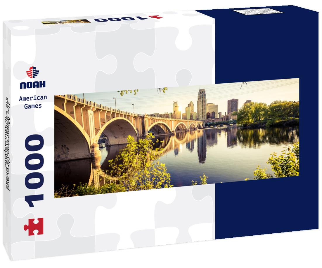 The Mississippi River and the Central Avenue Bridge in Minneapolis 1000pc Panoramic Puzzle