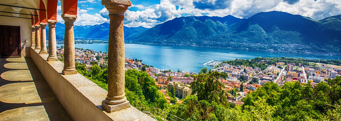 Noah Jigsaw Puzzle Beautiful view of the city of Locarno, Lake Maggiore and the Swiss Alps from the Madonna del Sasso church in Ticino, Switzerland panorama 1000 pieces