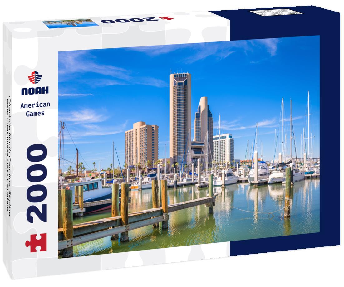 Noah Jigsaw Puzzle Charlotte North Carolina Skyline from First Ward Park Fountain 2000 pieces