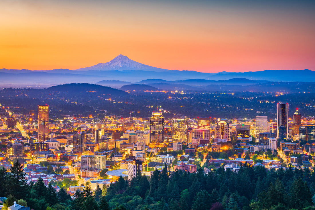 Noah Jigsaw Puzzle Portland, Oregon, USA skyline at dusk with Mt. Hood in the distance 2000 pieces