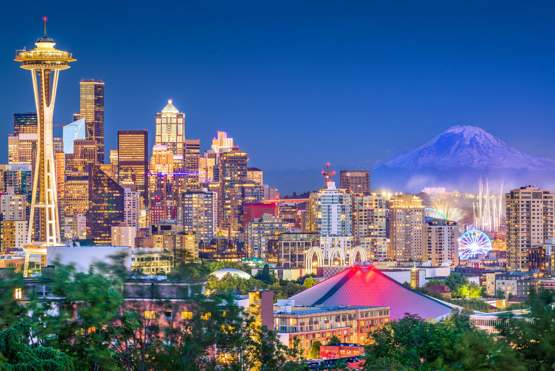 Noah Jigsaw Puzzle Seattle, Washington, USA downtown skyline at night with Mt. Rainier 2000 pieces