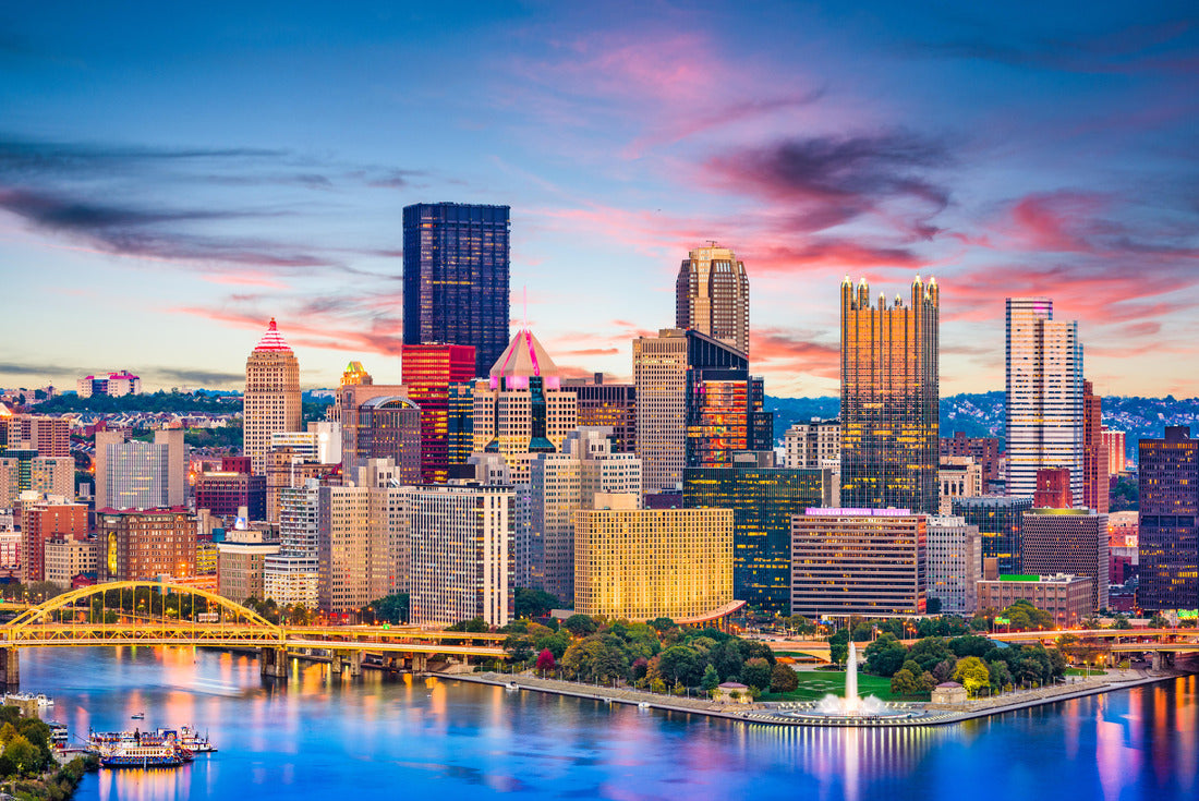 Noah Jigsaw Puzzle Pittsburgh, Pennsylvania, USA downtown city skyline on the rivers at dusk 2000 pieces