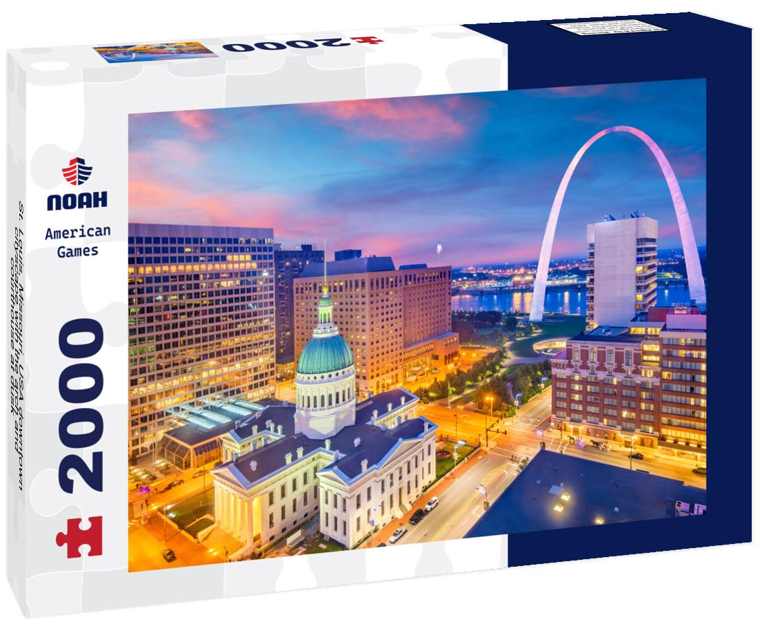 Noah Jigsaw Puzzle St. Louis, Missouri, USA downtown cityscape with the arch and courthouse at dusk 2000 pieces
