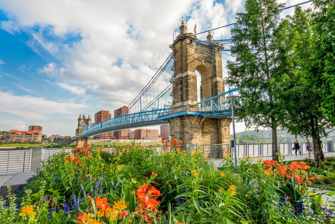 Noah Jigsaw Puzzle Smale Riverfront Park in Cincinnati, Ohio next to the John A Roebling Suspension Bridge 2000 pieces