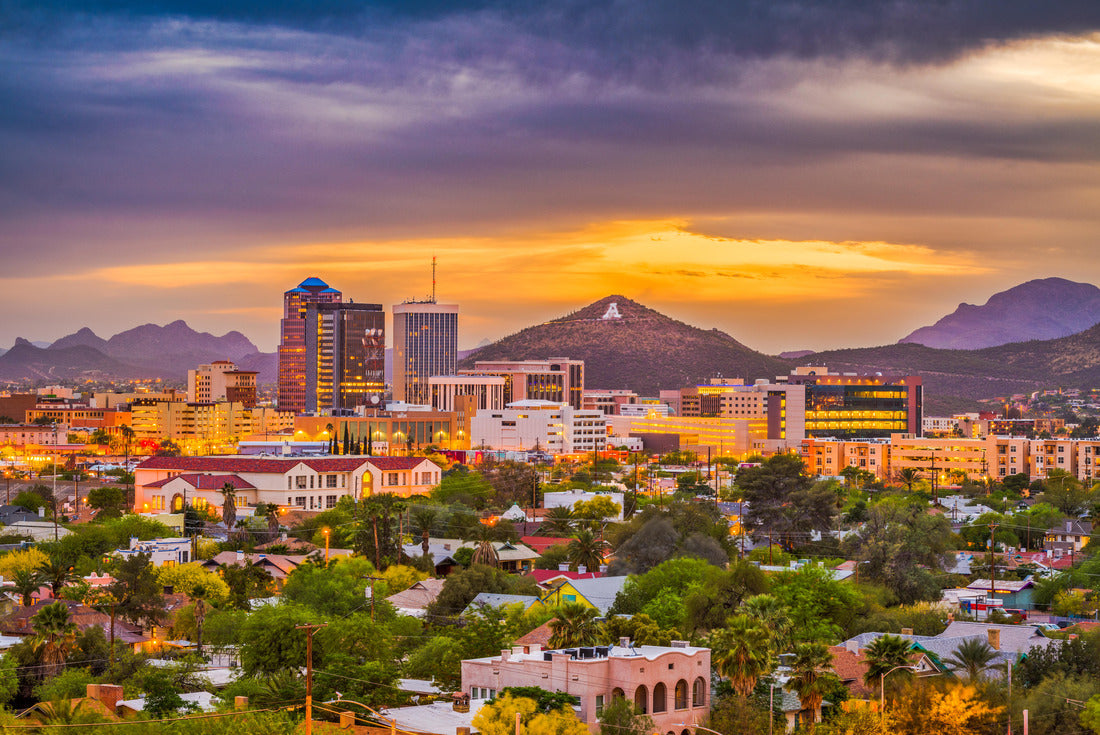 Noah Jigsaw Puzzle Tucson, Arizona, USA downtown skyline with Sentinel Peak at dusk. (Mountaintop “A” for “Arizona”) 2000 pieces