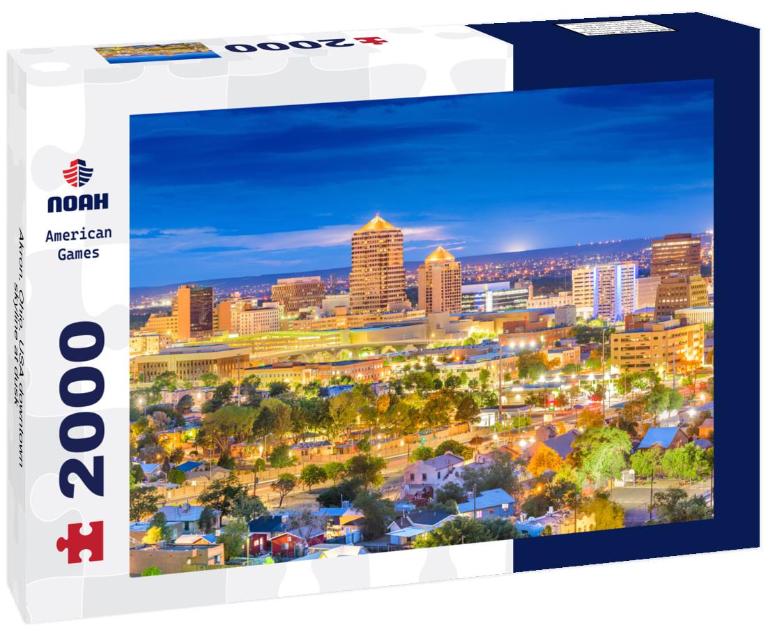 Noah Jigsaw Puzzle Akron, Ohio, USA downtown skyline at dusk 2000 pieces