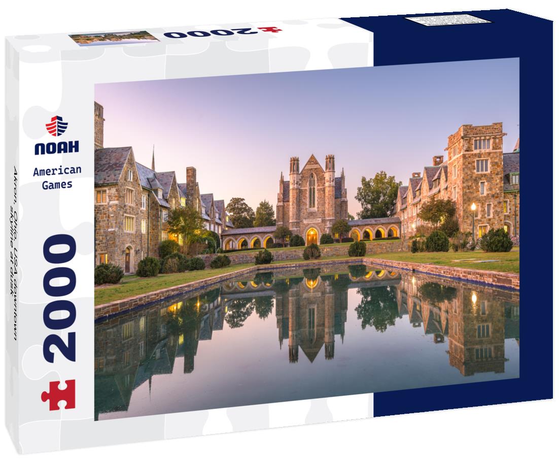 Noah Jigsaw Puzzle Akron, Ohio, USA downtown skyline at dusk 2000 pieces
