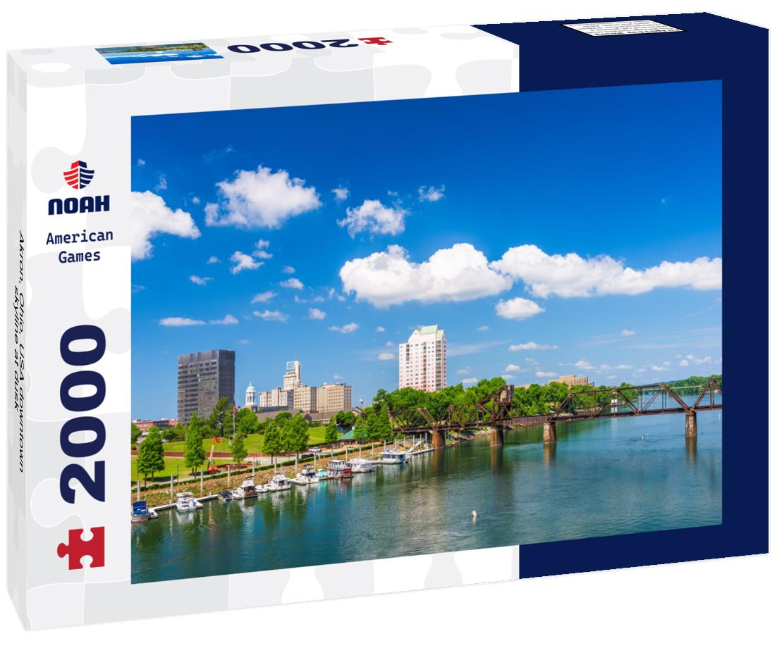Noah Jigsaw Puzzle Akron, Ohio, USA downtown skyline at dusk 2000 pieces