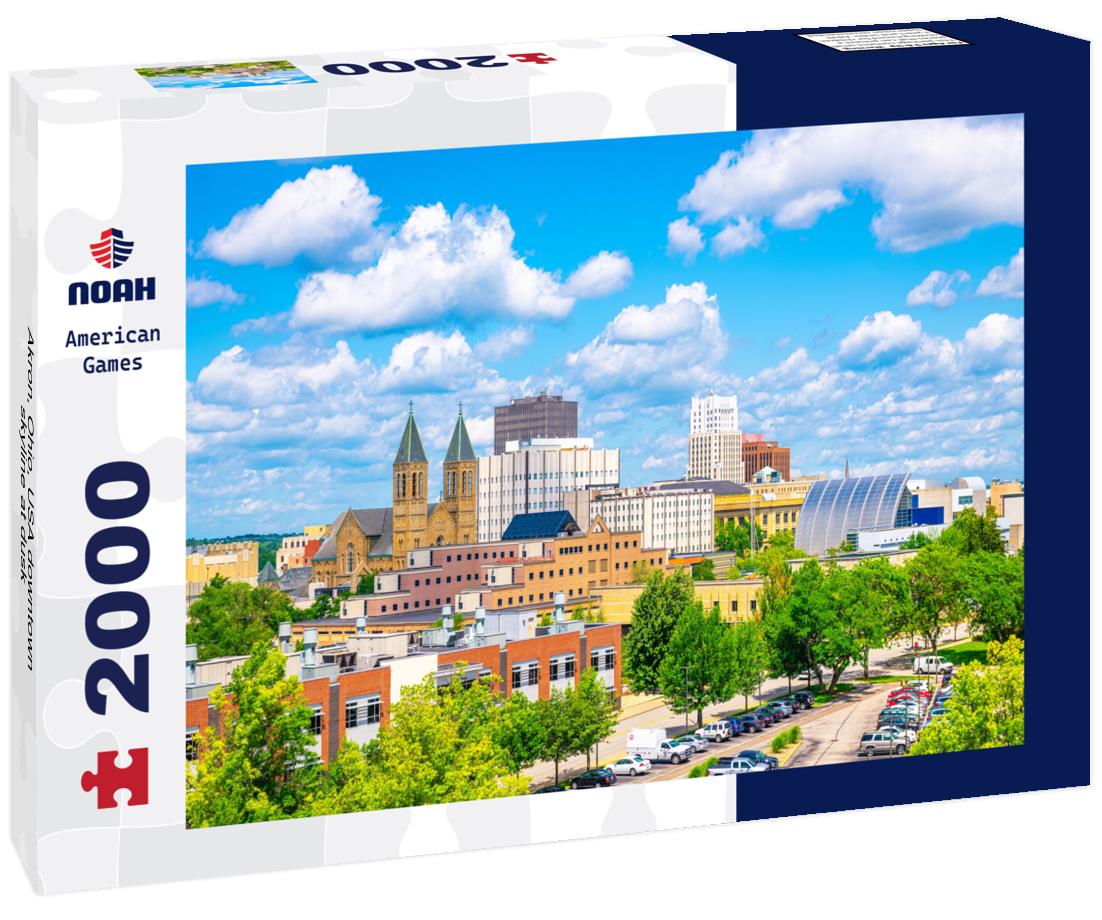 Noah Jigsaw Puzzle Akron, Ohio, USA downtown skyline at dusk 2000 pieces