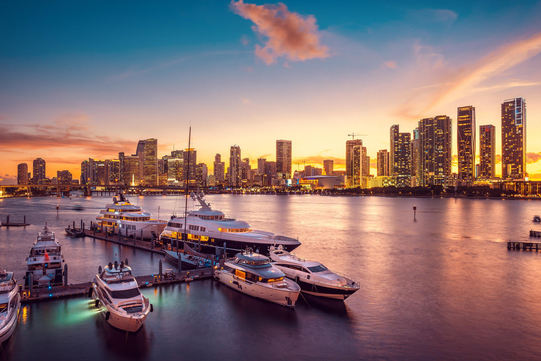 Noah Jigsaw Puzzle the skyline of Miami during sunset with a marina 2000 pieces