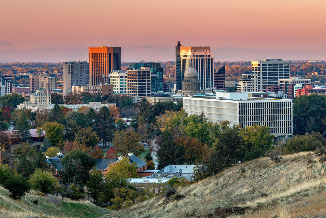 Noah Jigsaw Puzzle City of Boise skyline at sunrise with fall trees 2000 pieces
