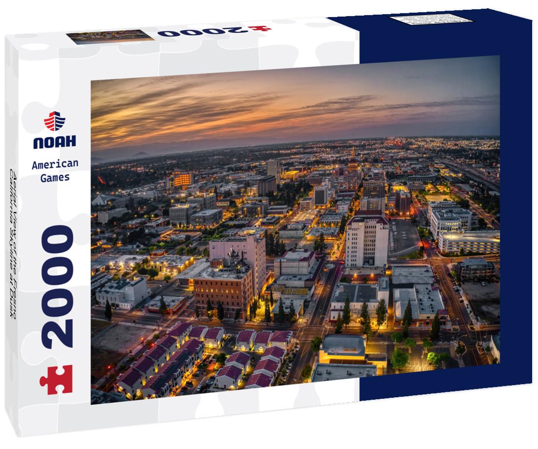 Noah Jigsaw Puzzle Aerial View of the Fresno, California Skyline at Dusk 2000 pieces