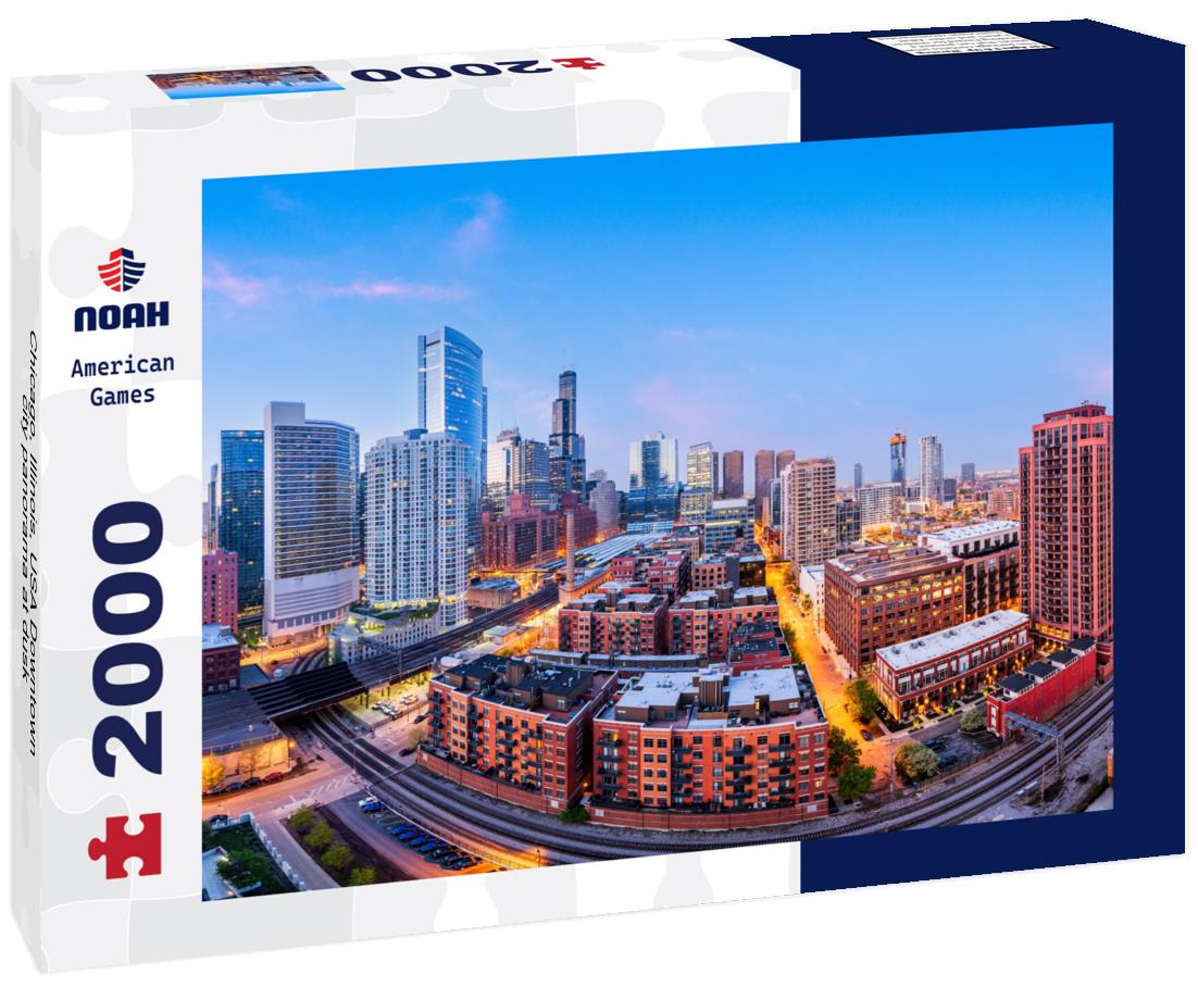 Noah Jigsaw Puzzle Chicago, Illinois, USA Downtown city panorama at dusk 2000 pieces