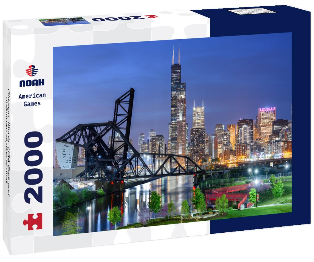 Noah Jigsaw Puzzle Chicago, Illinois, USA Park and downtown skyline at dusk 2000 pieces