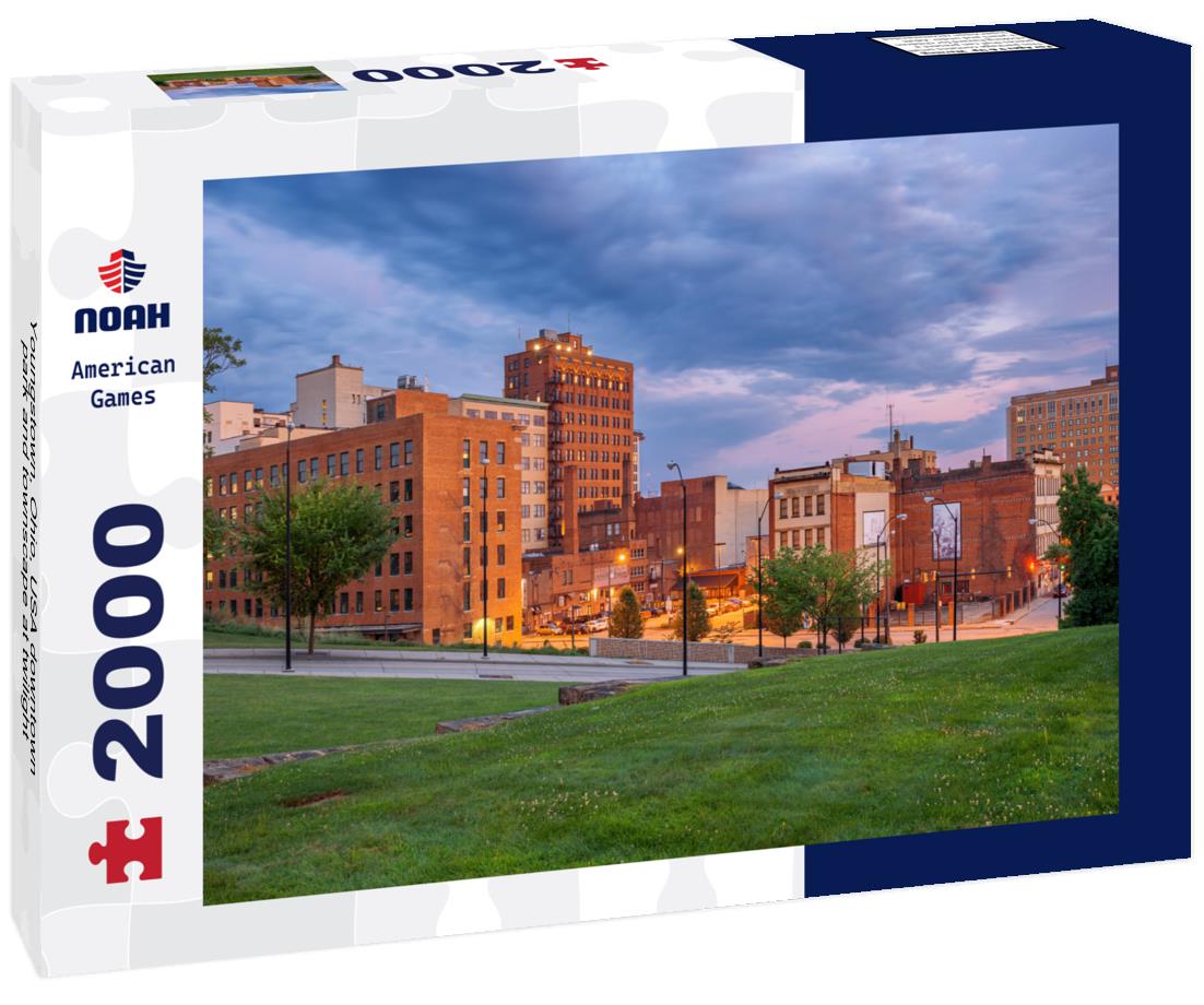 Noah Jigsaw Puzzle Youngstown, Ohio, USA downtown park and townscape at twilight 2000 pieces