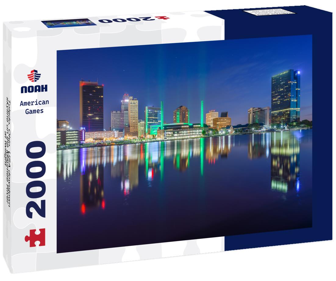 Noah Jigsaw Puzzle Toledo, Ohio, USA downtown skyline on the Maumee River at twilight 2000 pieces