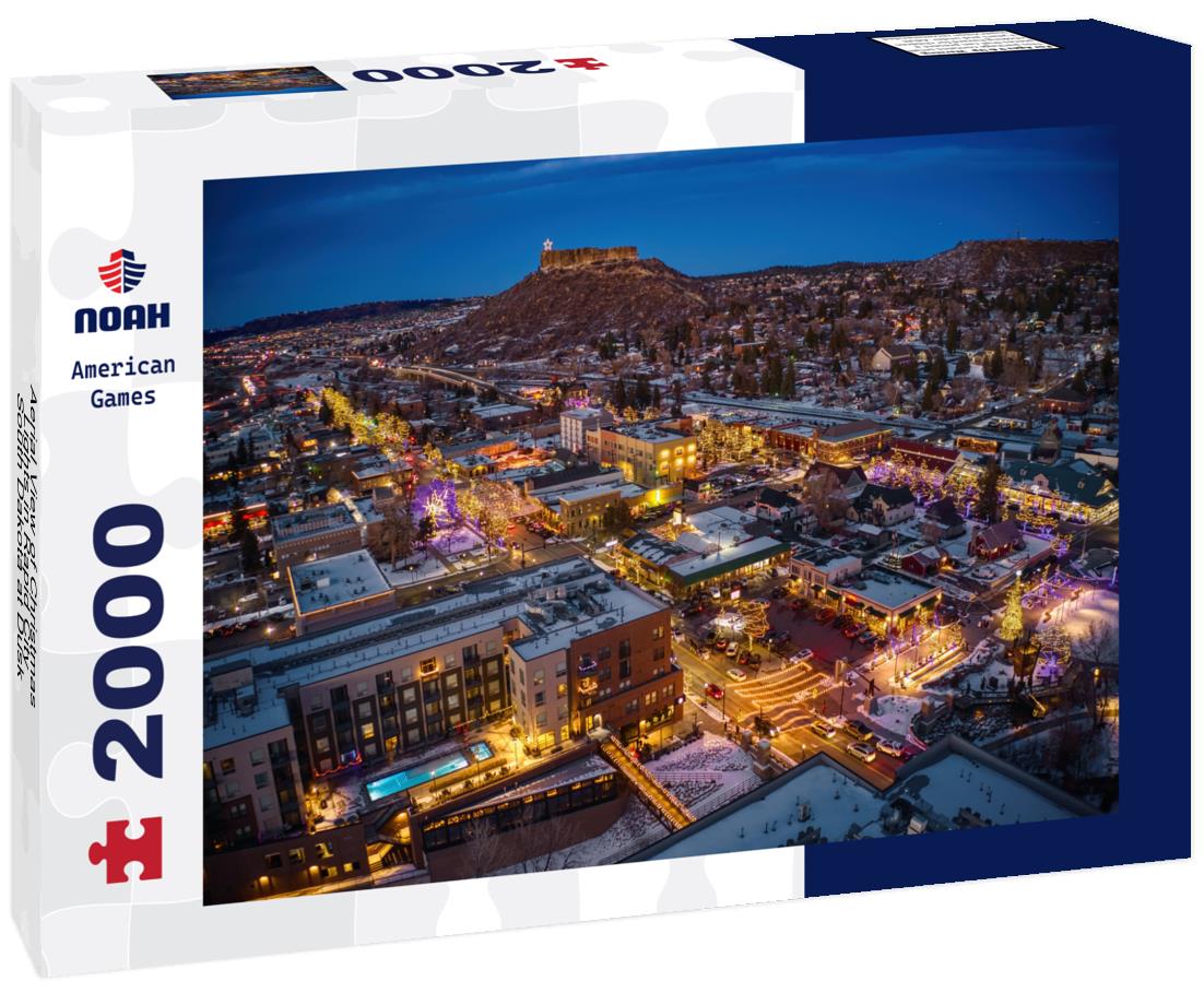Noah Jigsaw Puzzle Aerial View of Christmas Lights in Rapid City, South Dakota at Dusk 2000 pieces
