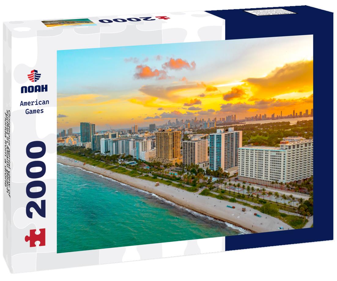 Noah Jigsaw Puzzle Gorgeous aerial view of sunset in Miami Beach, Florida from a drone 2000 pieces