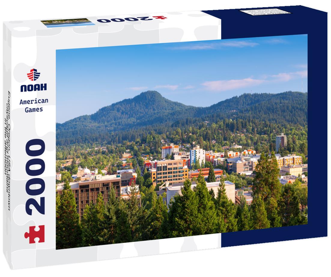Noah Jigsaw Puzzle Eugene, Oregon, USA downtown cityscape and mountains in the afternoon 2000 pieces