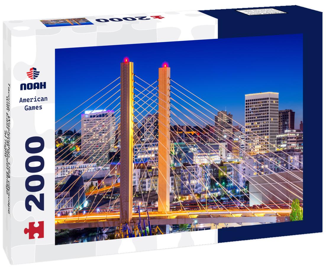 Noah Jigsaw Puzzle Tacoma, Washington, USA cityscape with East 21st Street Bridge at night 2000 pieces