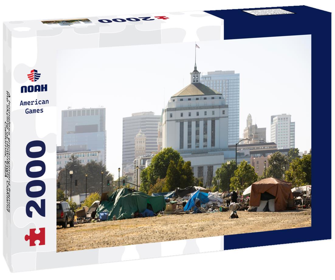 Noah Jigsaw Puzzle A homeless encampment frames the skyline of downtown Oakland, California, USA 2000 pieces