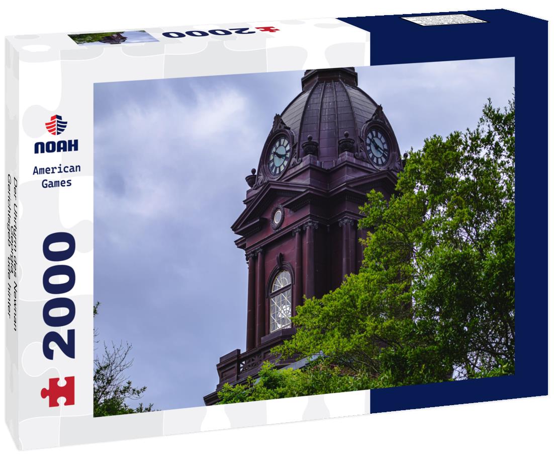 Noah Jigsaw Puzzle Der Uhrturm des Newnan, Georgia - Gerichtsgebäude hinter Bäumen mit blauem Himmel 2000 pieces