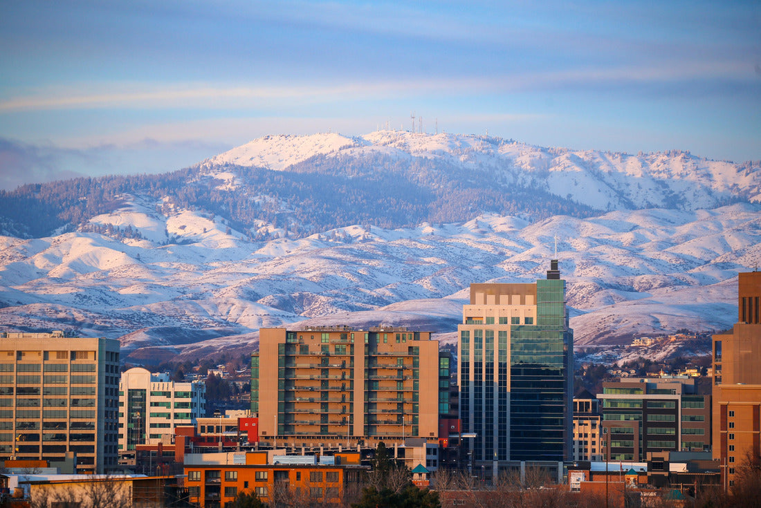 Noah Jigsaw Puzzle Downtown Boise, Idaho skyline and the snow covered foothills and Bogus Basin Ski Resort 2000 pieces