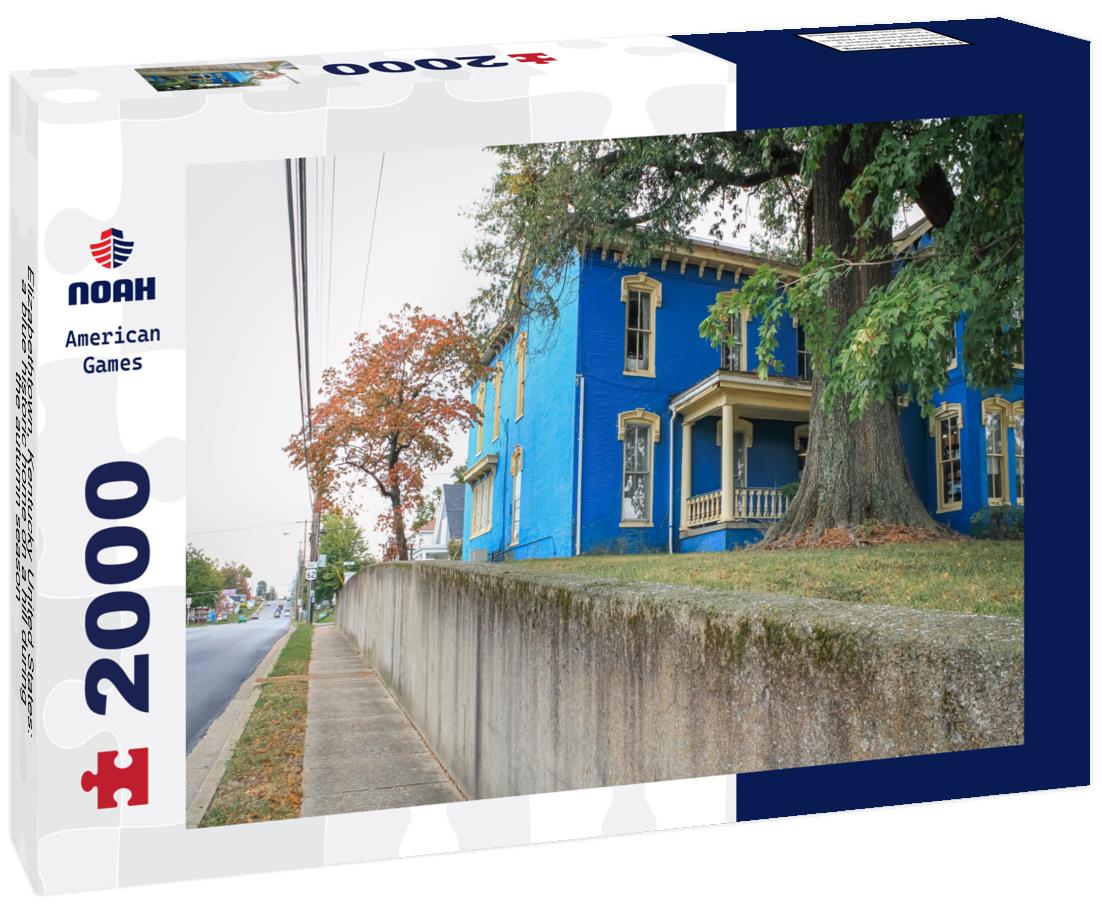 Noah Jigsaw Puzzle Elizabethtown, Kentucky United States: a blue historic home on a hill during the autumn season 2000 pieces