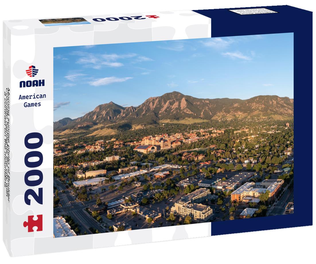 Noah Jigsaw Puzzle Morning sunrise photo of Boulder, Colorado highlights the city with a contrast on the mountains 2000 pieces