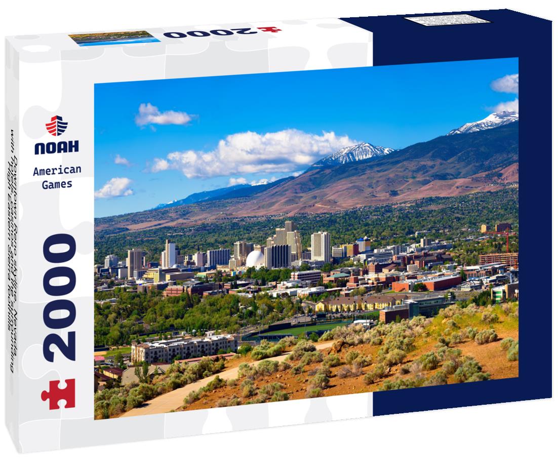 Noah Jigsaw Puzzle Downtown Reno skyline, Nevada, with hotels, casinos and the surrounding High Eastern Sierra foothills 2000 pieces