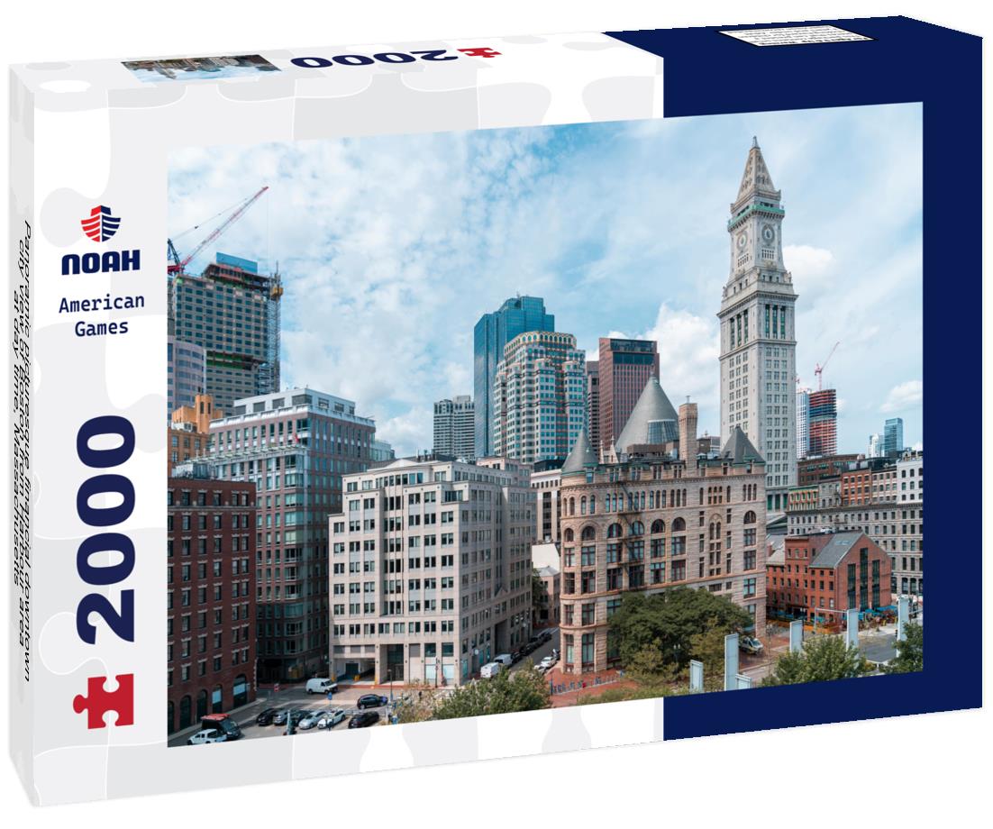 Noah Jigsaw Puzzle Panoramic picturesque financial downtown city view of Boston from Harbour area at day time, Massachusetts 2000 pieces