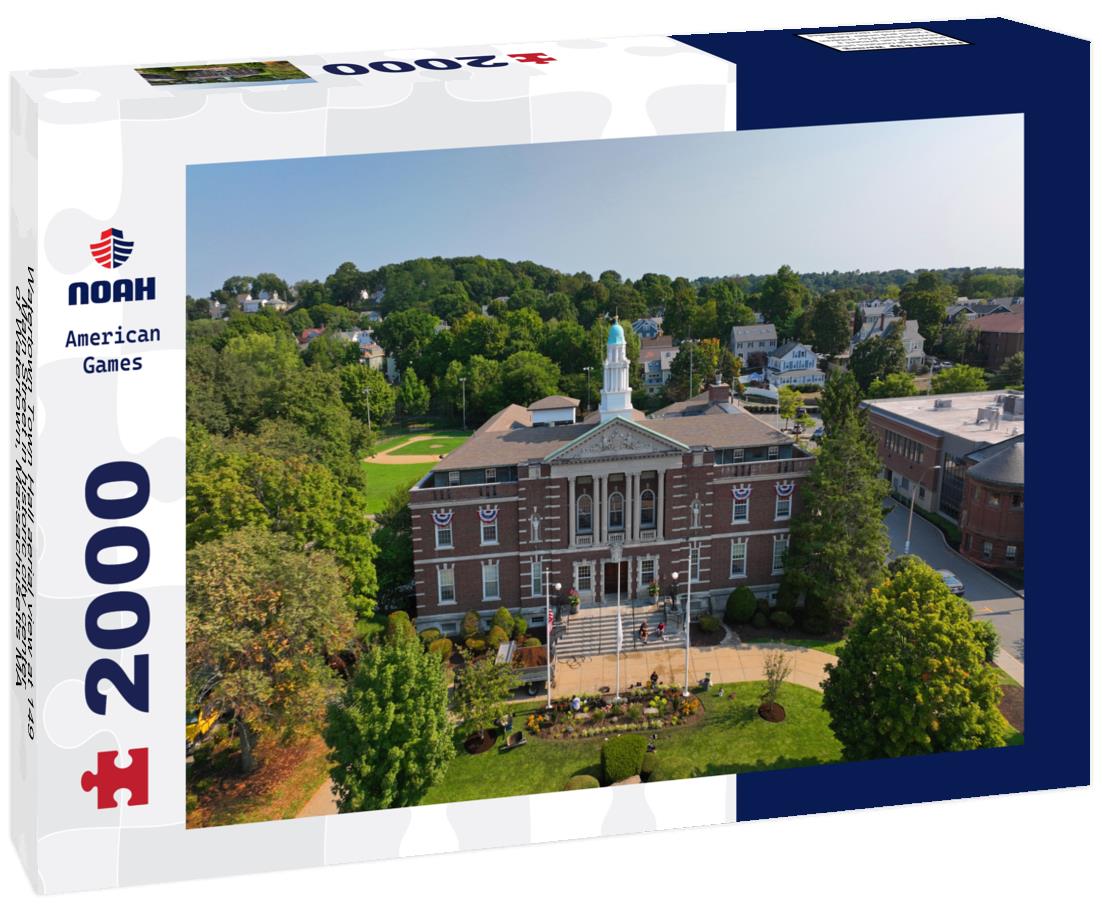 Noah Jigsaw Puzzle Watertown Town Hall aerial view at 149 Main Street in historic city center of Watertown, Massachusetts MA 2000 pieces