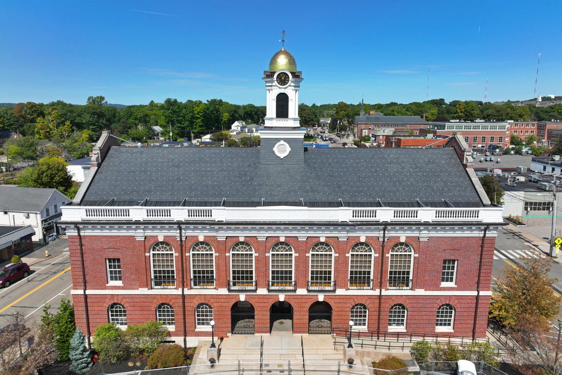 Noah Jigsaw Puzzle Needham Town Hall aerial view at 1471 Highland Avenue in historic town center of Needham, Massachusetts MA 2000 pieces