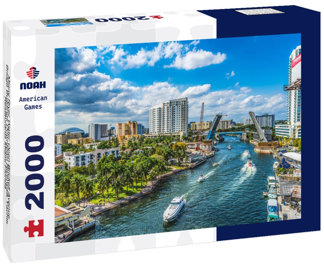 Noah Jigsaw Puzzle Miami River Water Open Brickell Avenue Bridge Buildings Downtown Riverwalk Yachts Restaurants Miami Florida 2000 pieces