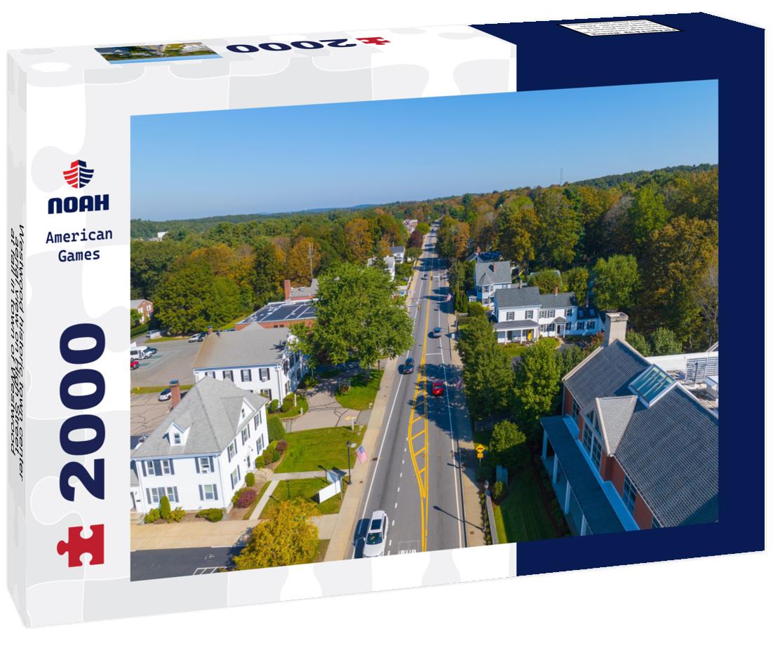 Noah Jigsaw Puzzle Westwood historic town center aerial view on High Street at fall in town of Westwood, Massachusetts MA, USA 2000 pieces