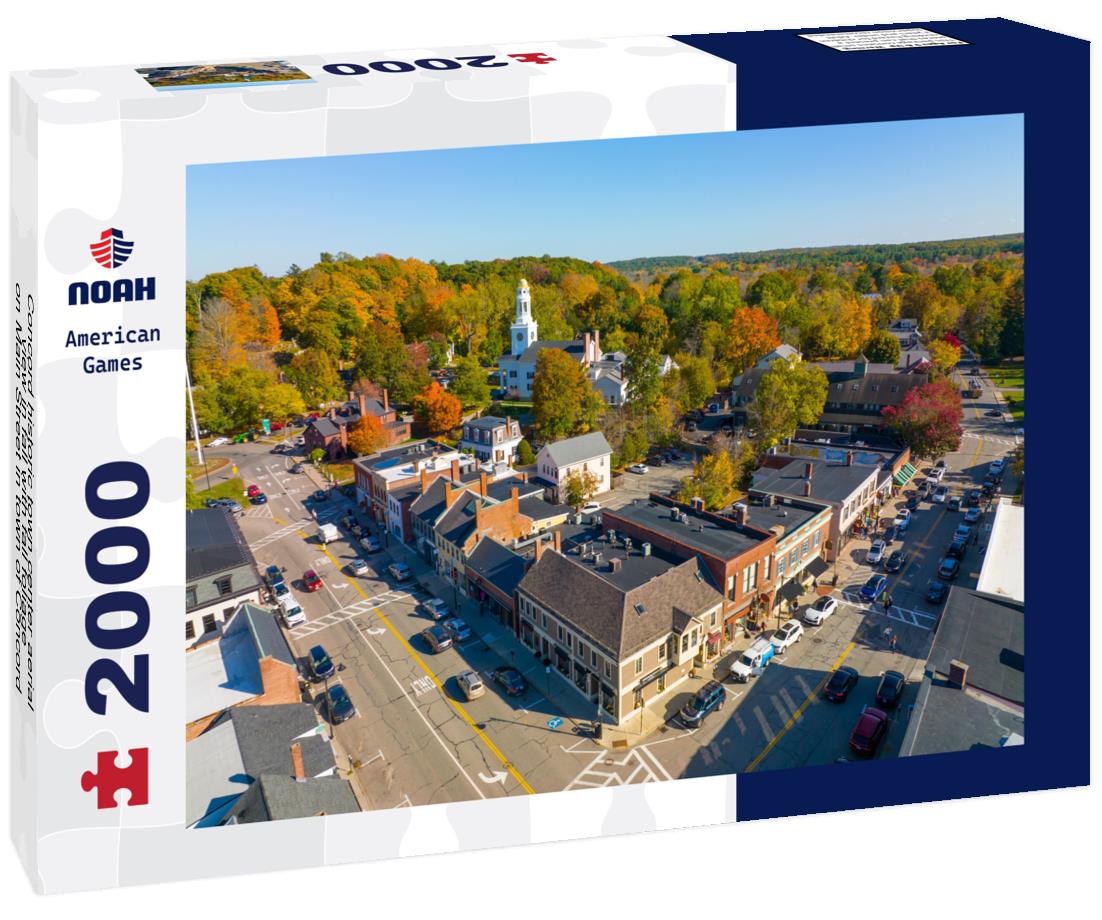 Noah Jigsaw Puzzle Concord historic town center aerial view in fall with fall foliage on Main Street in town of Concord, Massachusetts MA 2000 pieces